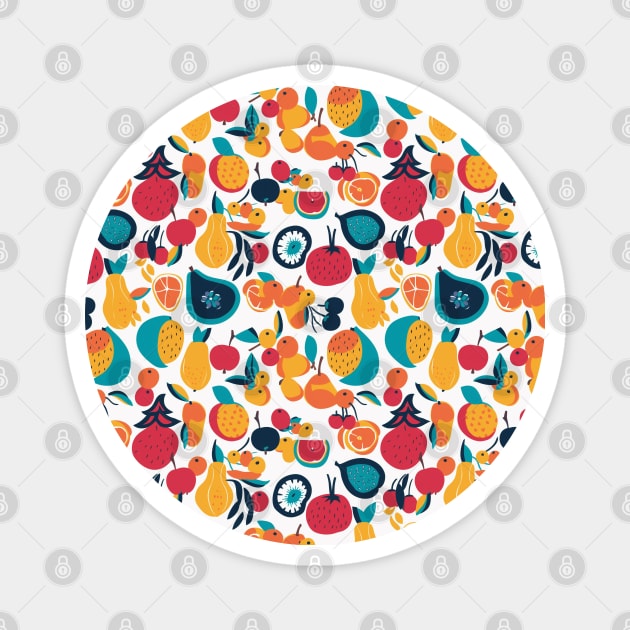 Colorful Fruit Motif in Seamless Pattern V6 Magnet by Family journey with God